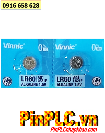 VINNIC L621F, LR60, AG1 _Pin cúc áo 1.5v Alkaline VINNIC AG1, L621F, LR60 chính hãng 
